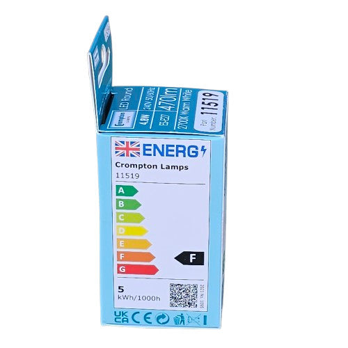 3 x ES-ES-E27 4.8W Crompton LED Round Bulb  240v 470lm 2700 Warm White 11519E