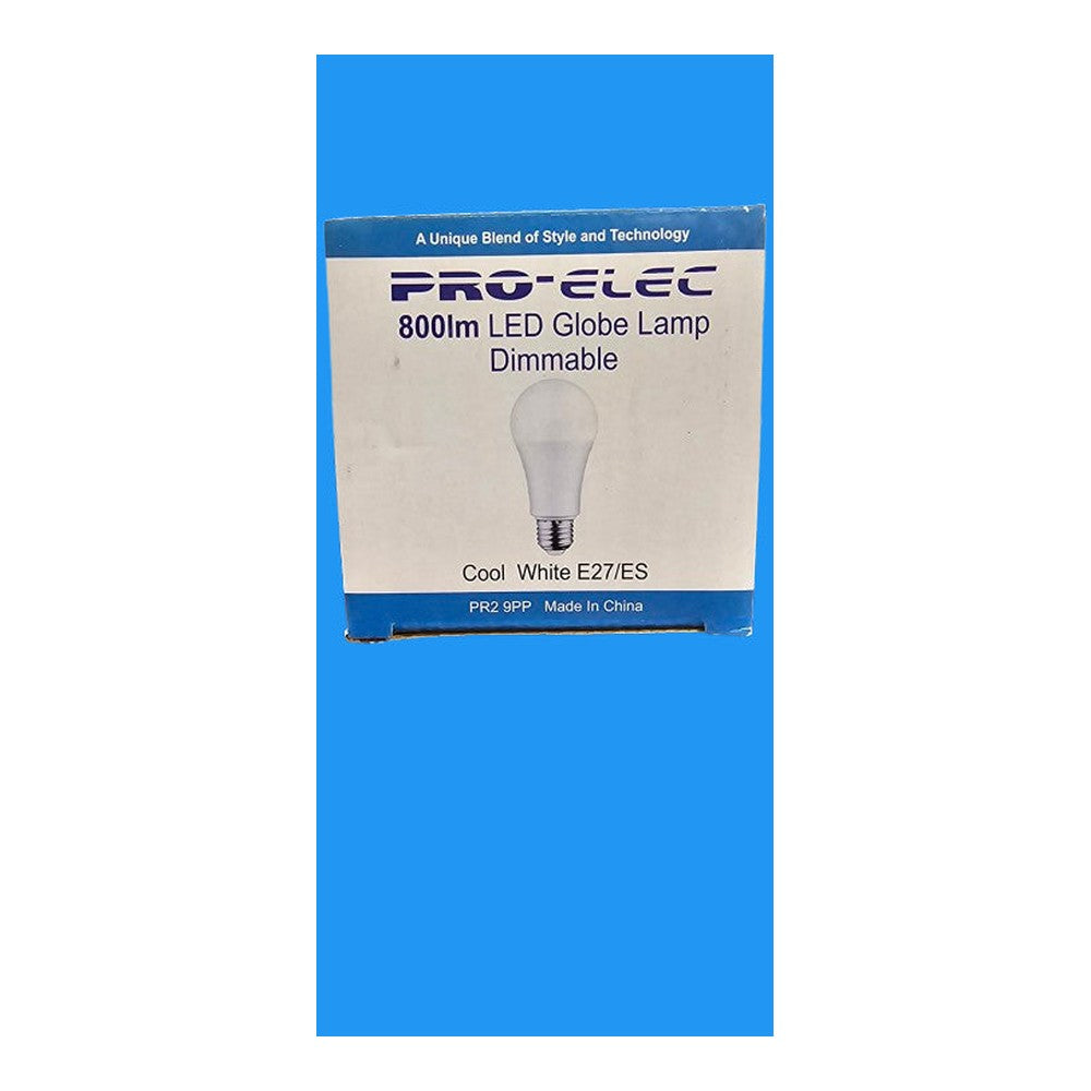 E27 ES 10w LED Globe Lamp Bulb Dimmable 800lm Cool White Pro-elec