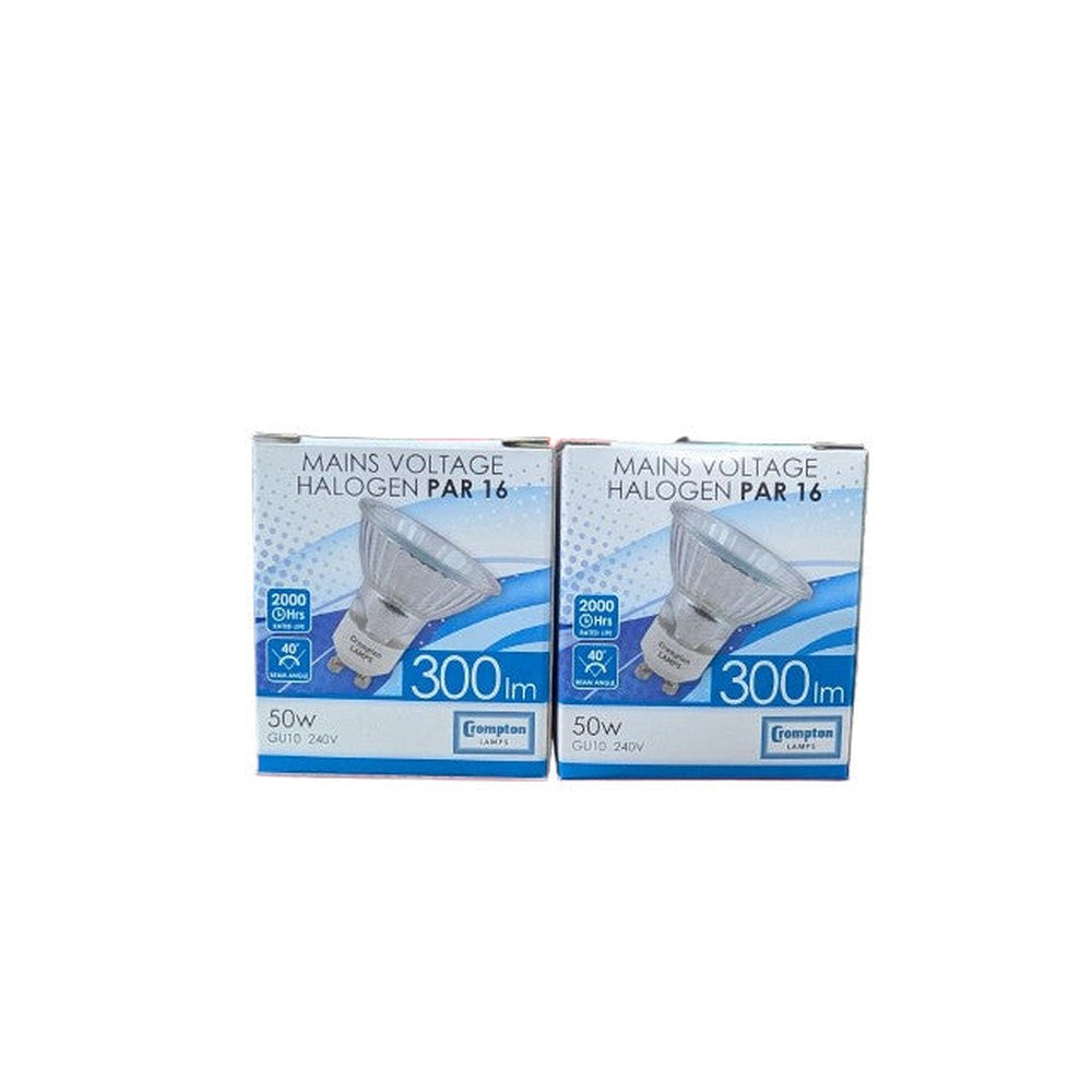 2 x Crompton GU10 50W PAR 16 Halogen Bulb Lamp 210Lm Warm White Dimmable
