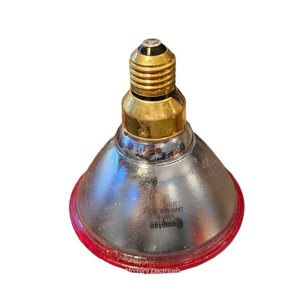 ES-E27 80w RED Mains Voltage PAR38 Crompton Front Glass RED