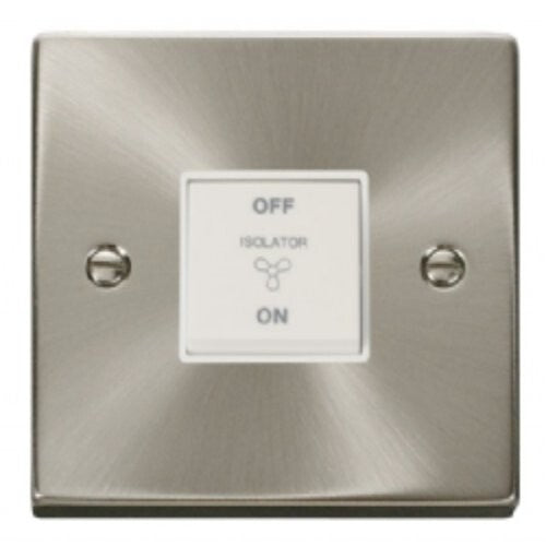 VPSC020WH Click Scolmore 10AX Three Pole Fan Plate Switch in Satin Chrome New