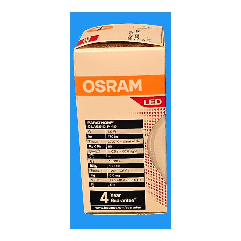 E14 4W = 40W Osram LED Parathom Classic P 40 2700K Warm White 470lm