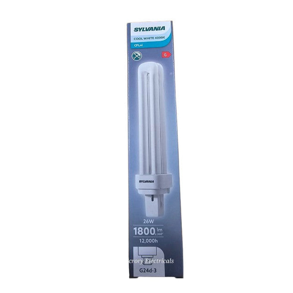 G24d-3 26w Sylvania CFLni 4000k Cool White Bulb Lamp CR182 35mm x 174mm