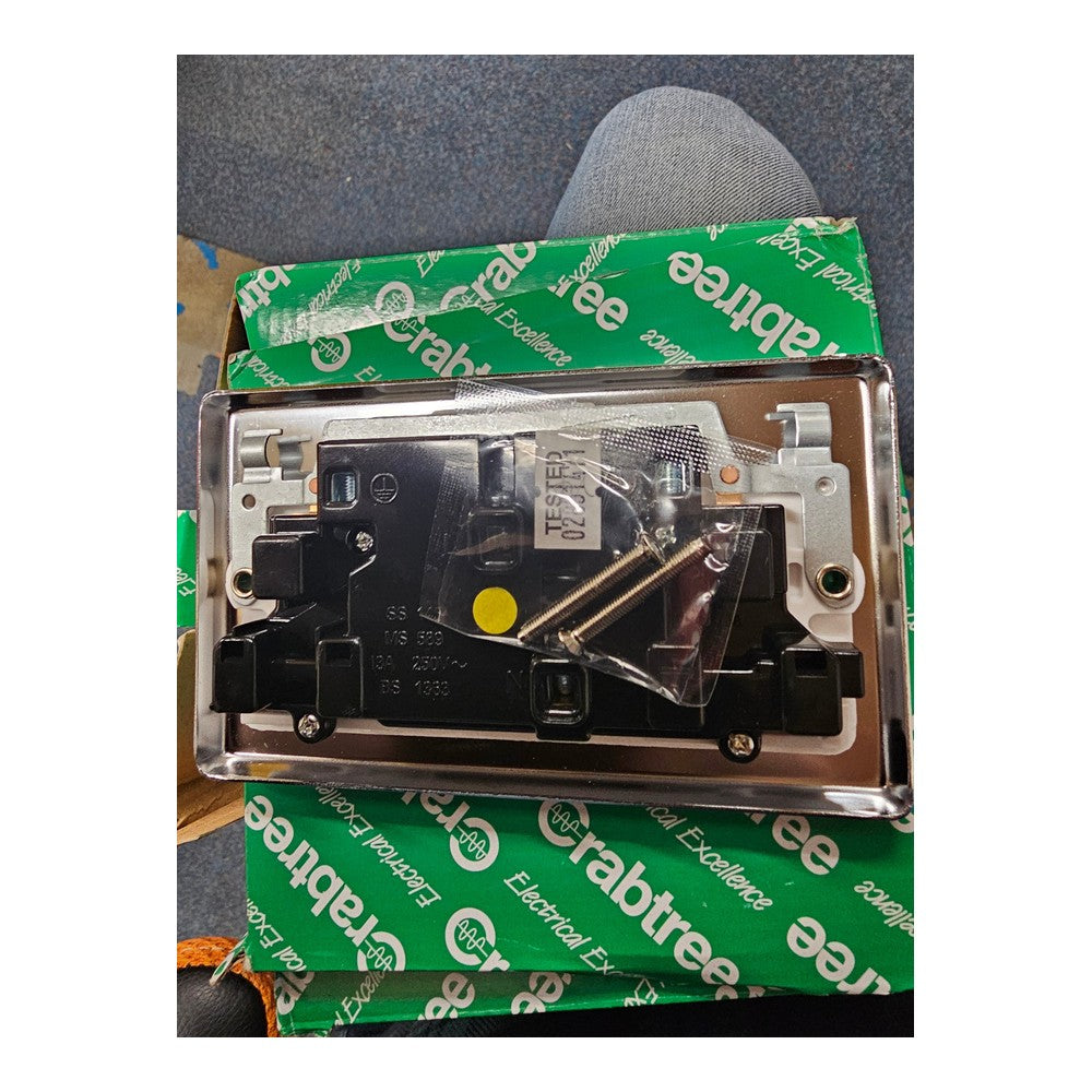 Capital 13A Twin Switched satin Chrome Socket