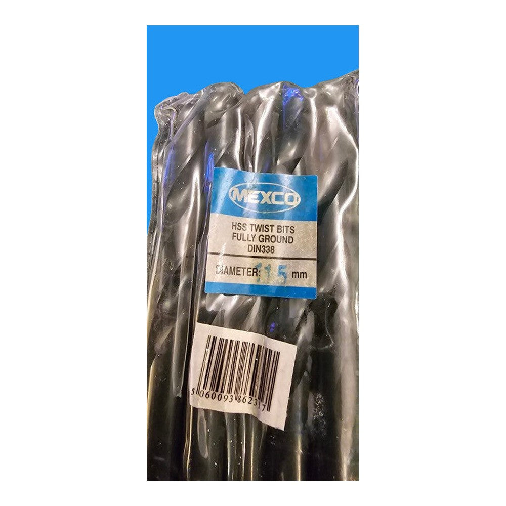 11.5mm HSS Twist Drill Bits Fully Ground DIN388 Mexco