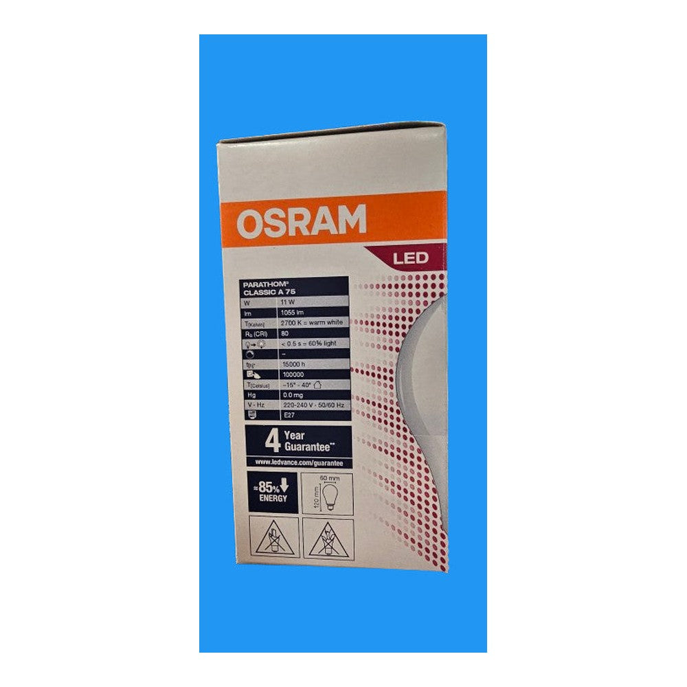 E27 11W = 75W LED Osram Parathom Classic A 75 2700k 1055lm 15000k Warm White