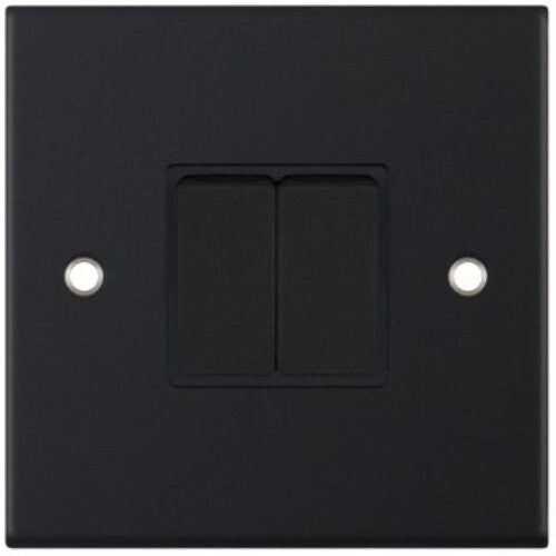 Selectric 5M Matt Black 2 Gang 10A 2 Way Switch with Black Insert