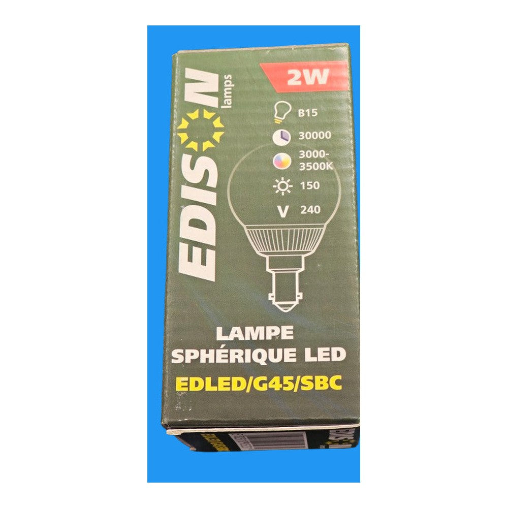 2 x Edison B15 2w LED Golfwall Bulb Lamp 240v 150lm EDLED/G45/SBC
