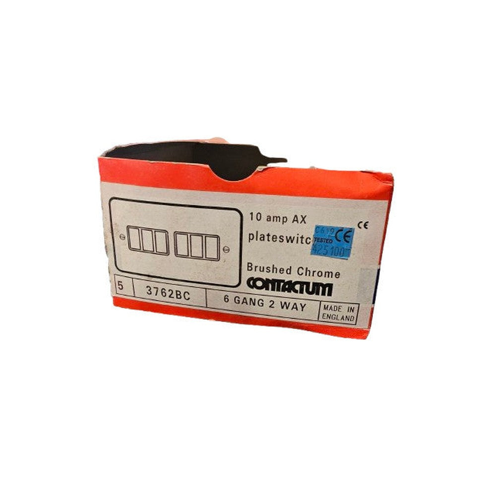 Contactum 6 Gang 2 Way 10 amp AX Plateswitch Brushed Chrome