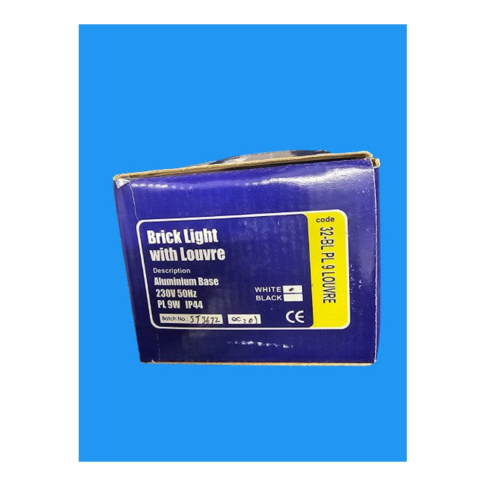 Brick Light With Louvre White Aluminium Base 230v PL 9W IP44 Liquidated Stock