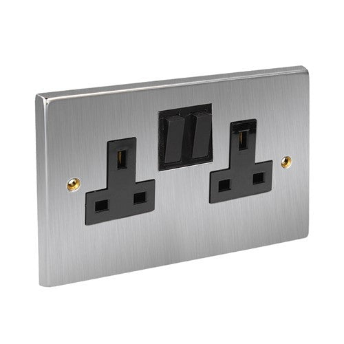 CED Satin Chrome Switches & Sockets - Axiom Electrical Fuse USB Cooker Flatplate