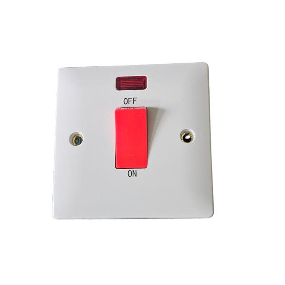45A Cooker Switch Single Plate With Neon Super Slim 5mm One Electric