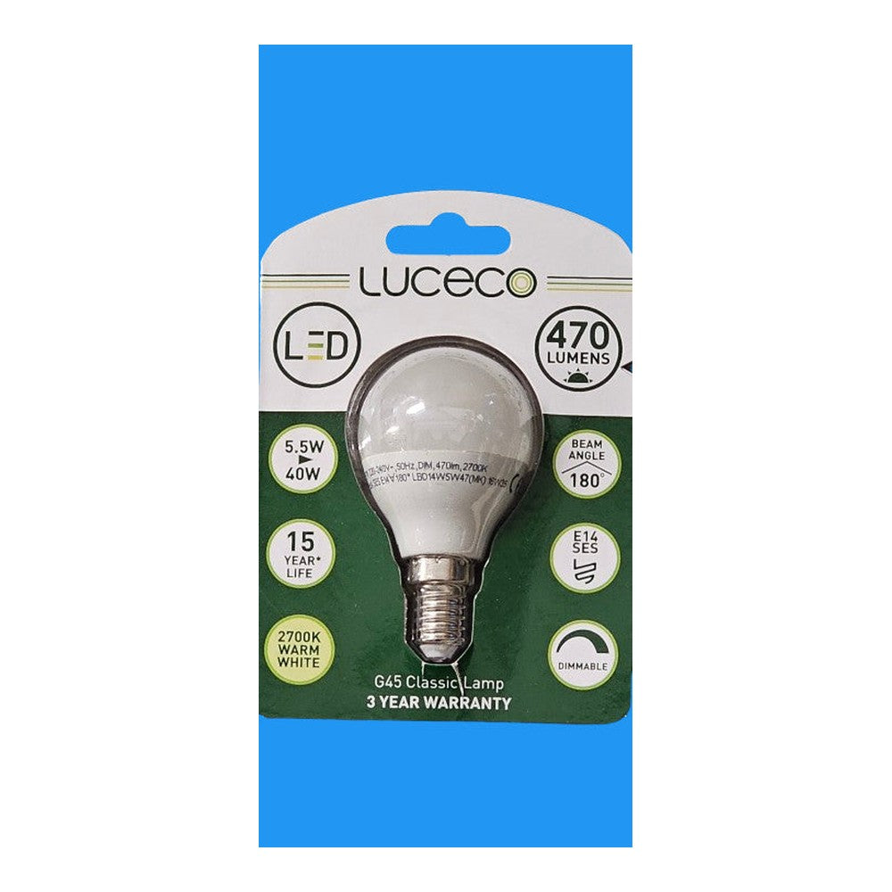 E14 SES 5.5W = 40W LED Luceco Dimmable Lamp 470lm 2700k Warm White