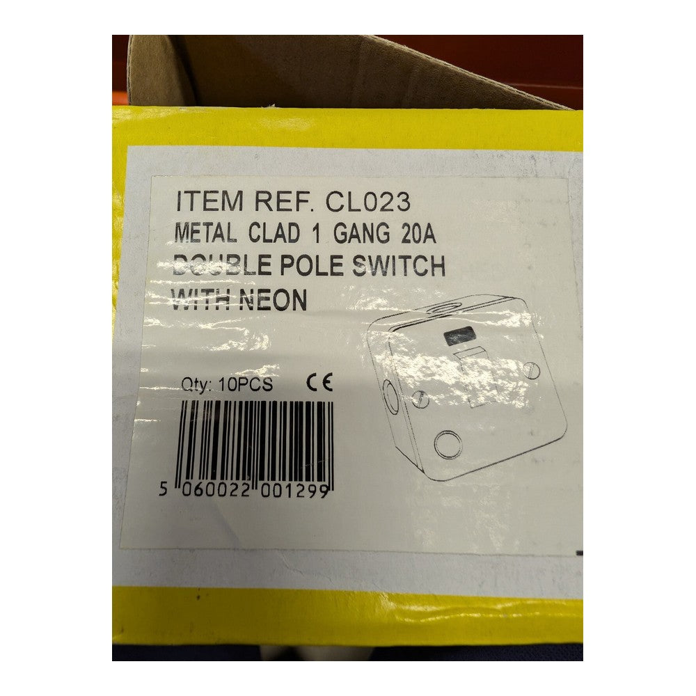 Metal Clad 20A Double Pole Switch With Neon Click CL023