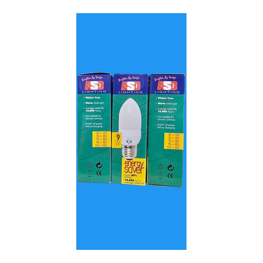 E27 9W ( 4 ) ASD Energy Saver Bulb Warm White Non-Dimmable A Energy Candle
