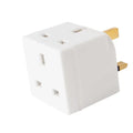 4x Knightsbridge 1350 13A 2-Way Mains Unfused Adaptor White Double Plug Adaptor