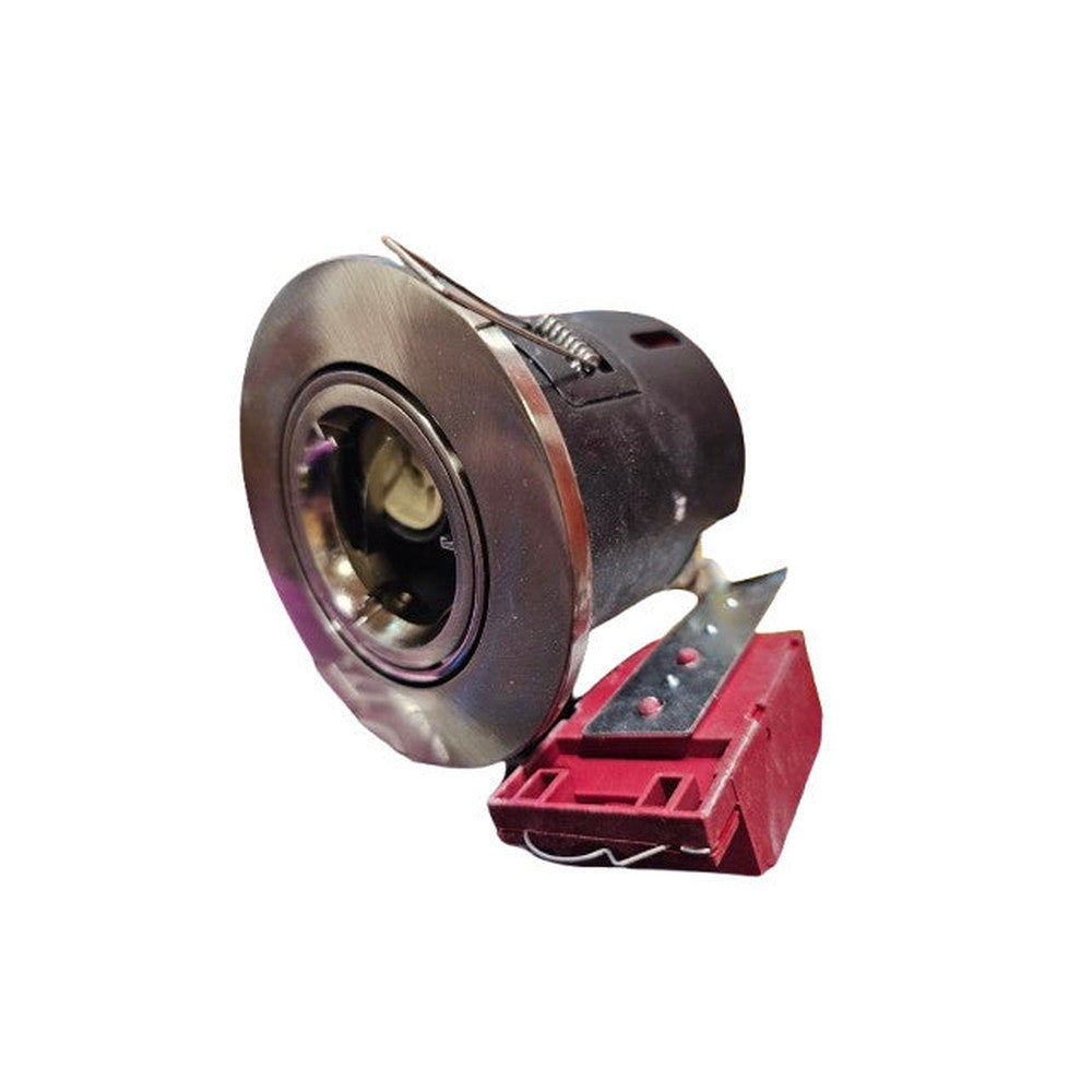 Knightsbridge Tilt Gu10 1C Fire Rated Brushed Chrome d DOWNLIGHT VFRSGIC