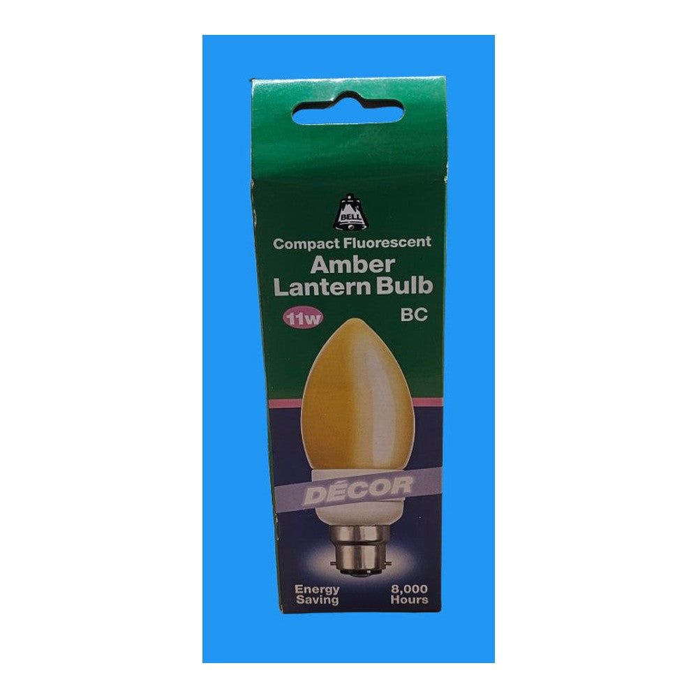 BC / B22 11w Fluorescent AMBER Lantern Bulb BELL Energy Saver Candle 8000H