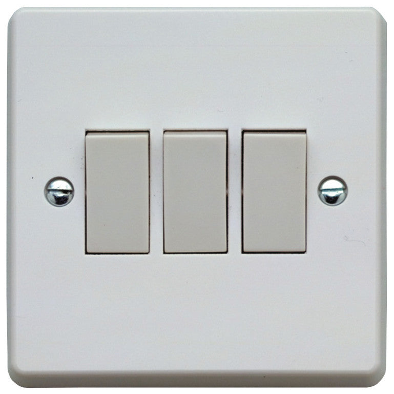 3 Gang 2 Way 10AX Moulded White Switch Contactum X2732 (Pack of 2)