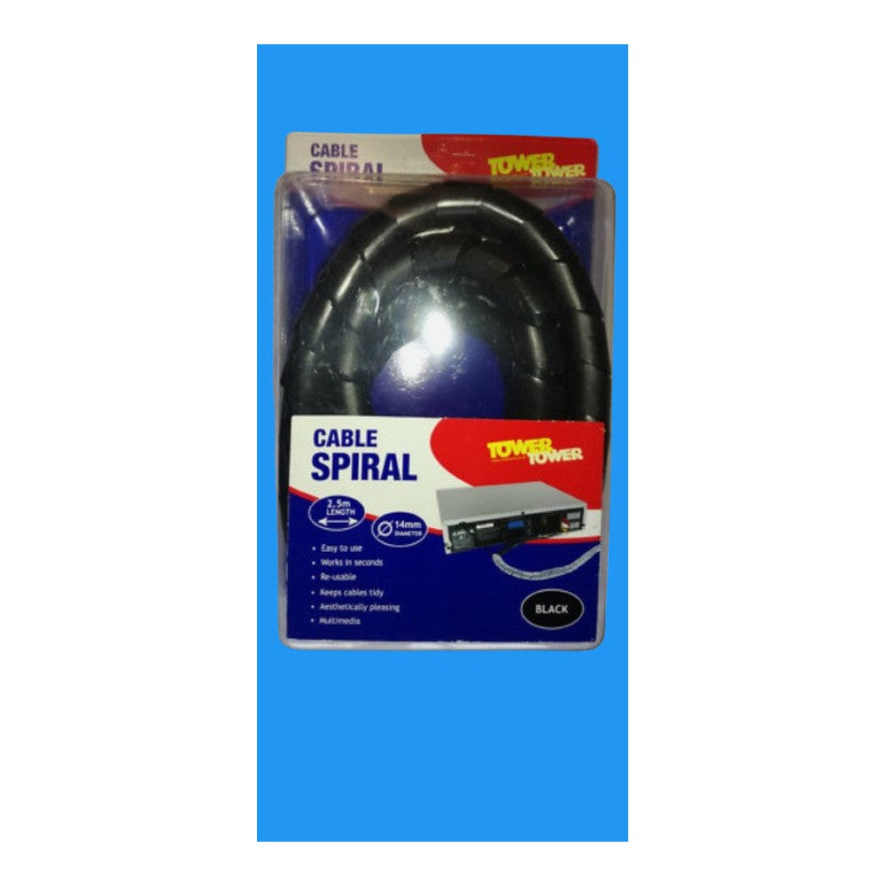 2 x Tower 2.5m Cable Spiral Cable Tidier