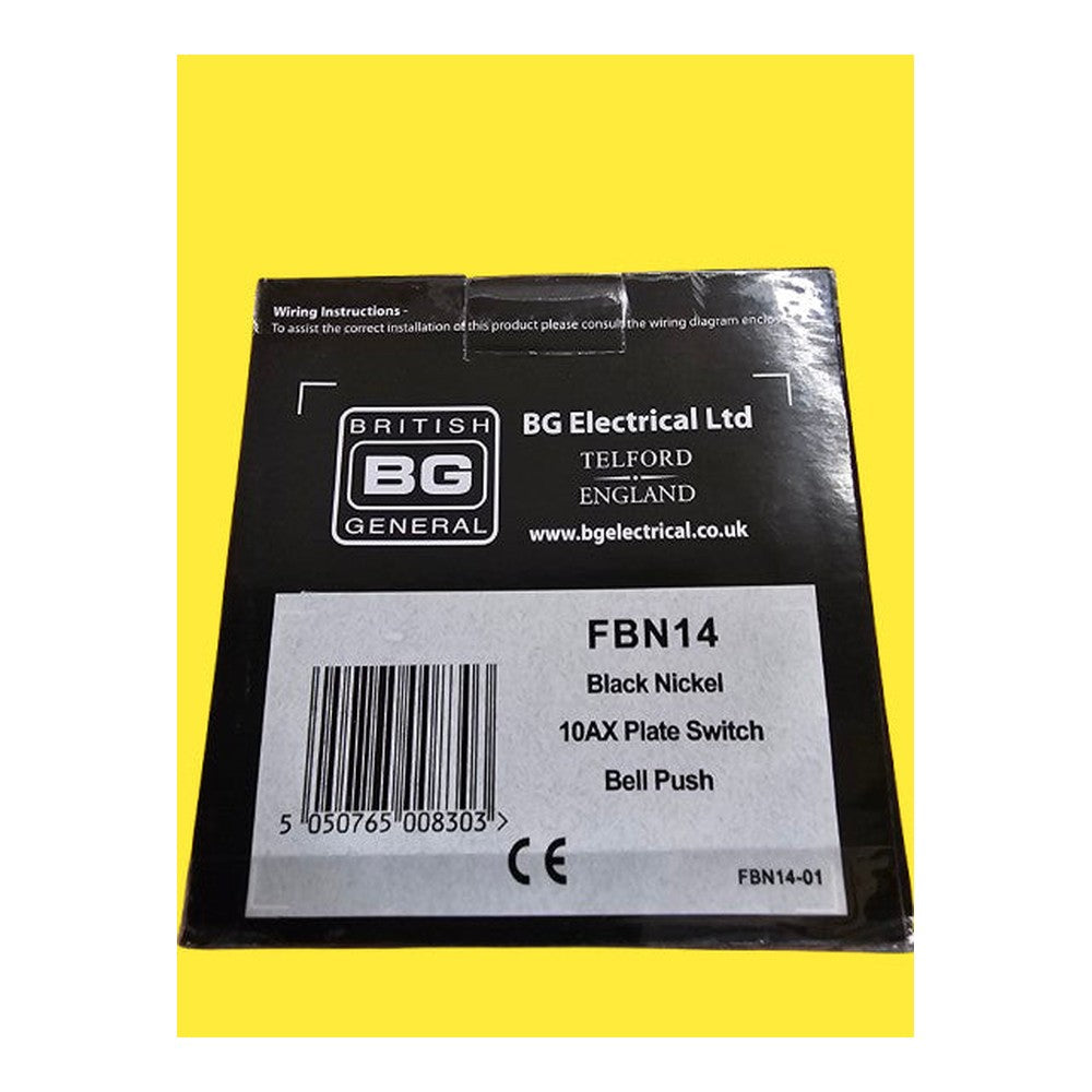 B.G 10AX Plate Switch BELL Push Black Nickle Screwless Flat Plate