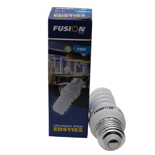2 x E27 11W Fusion Low Energy Spiral 532lm 4000k Cool White 230v Quick Start