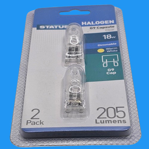 G9 18W Capsule (Pack of 2 ) Status Halogen 205lm Warm White Dimmable Clear 2700k