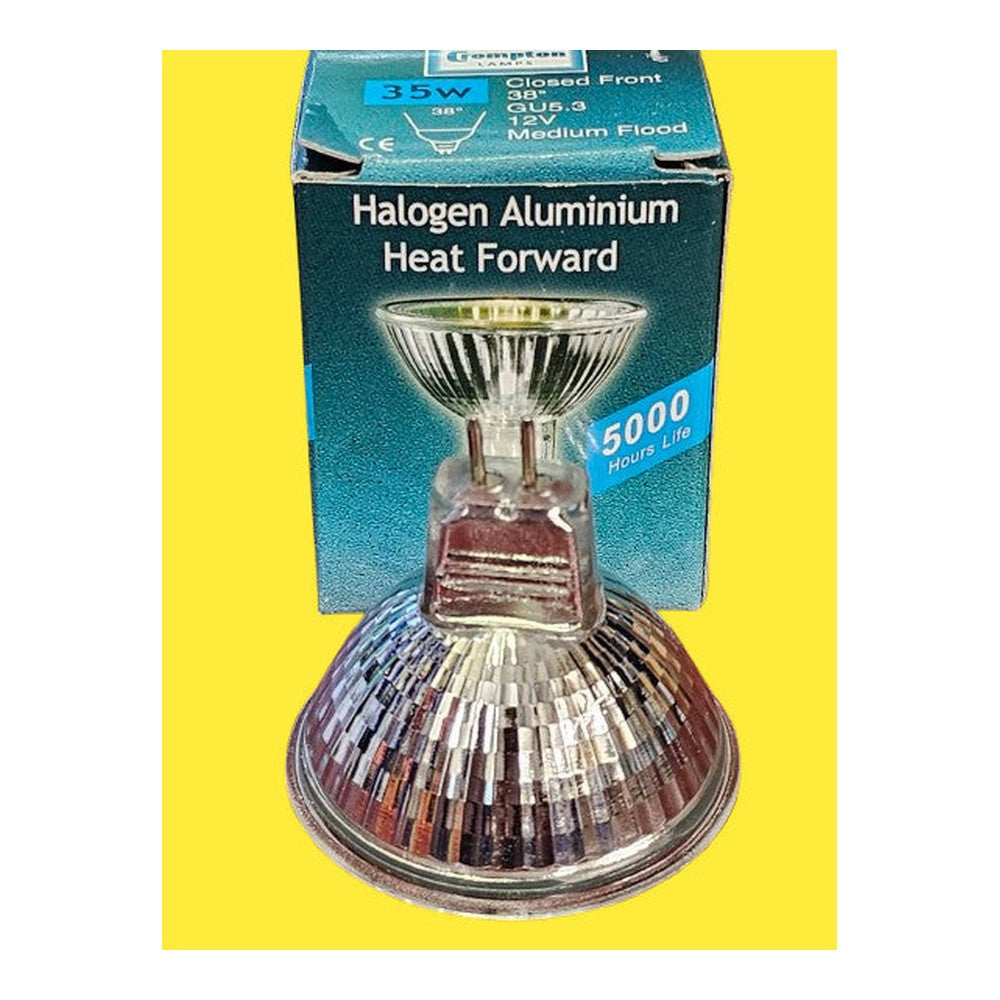 2 GU5.3 35W Crompton Halogen Aluminium Heat Forward Bulb shape Lamp Medium Flood