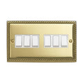 Contactum 3762GBW 6g 2 Way 10a Georgian Rope Edge Brass Switch White Insert