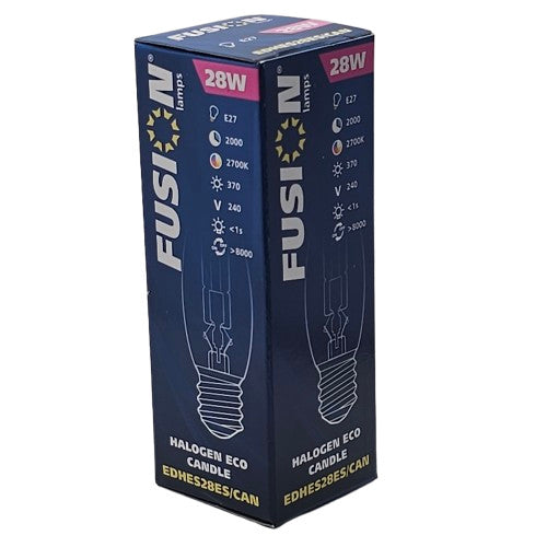 3 x E27 Fusion 28w Candle Bulb Lamp 370lm Halogen ECO 93mm x 35mm3mm