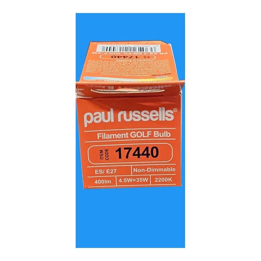 2 x ES / E27 4.5w = 35w Paul Russells Edison Screw LED Filament 400LM