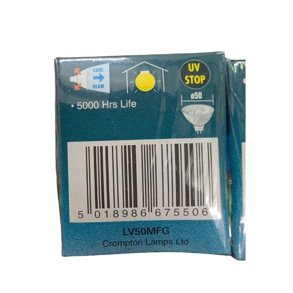 Gu5.3 50w ( 2 Pack )CROMPTON 12V Colour GREEN Halogen Dichroic Medium Flood 38°