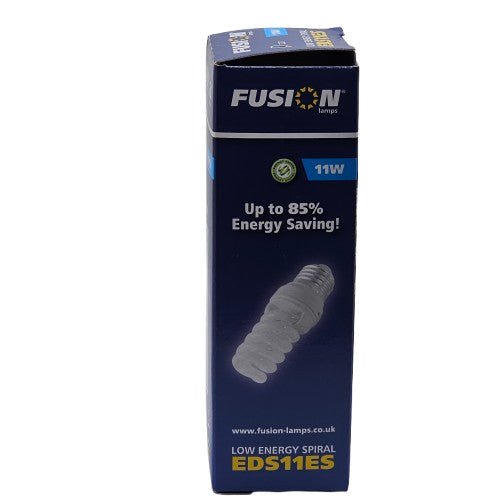 2 x E27 11W Fusion Low Energy Spiral 532lm 4000k Cool White 230v Quick Start