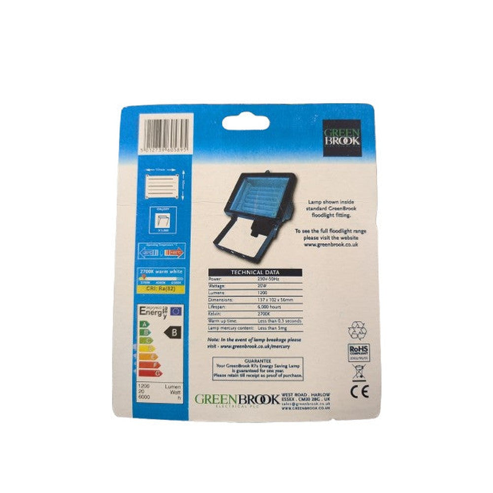GREENBROOK 20W R7s Energy Saving PL Lamp Floodlight 20w - 230v R7PL20W230V