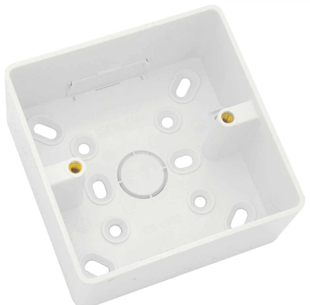 Box of 10 Surface Box Single Gang Round Edge Dietzel Univolt SFR 1 - 32 White