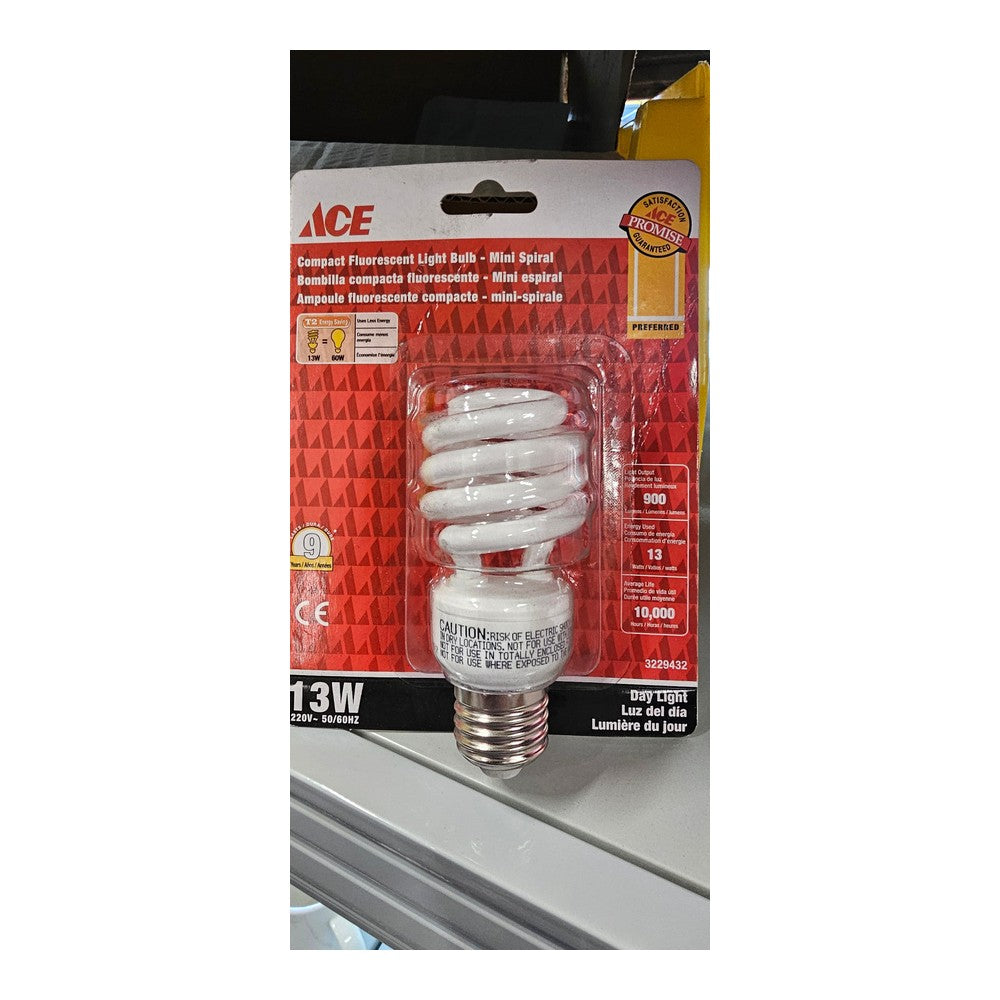 E27 / ES 120V 13W and 19W ACE Mini Spiral Site Work Light Bulb 1200lm Soft White