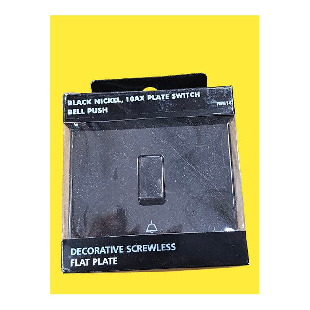 B.G 10AX Plate Switch BELL Push Black Nickle Screwless Flat Plate