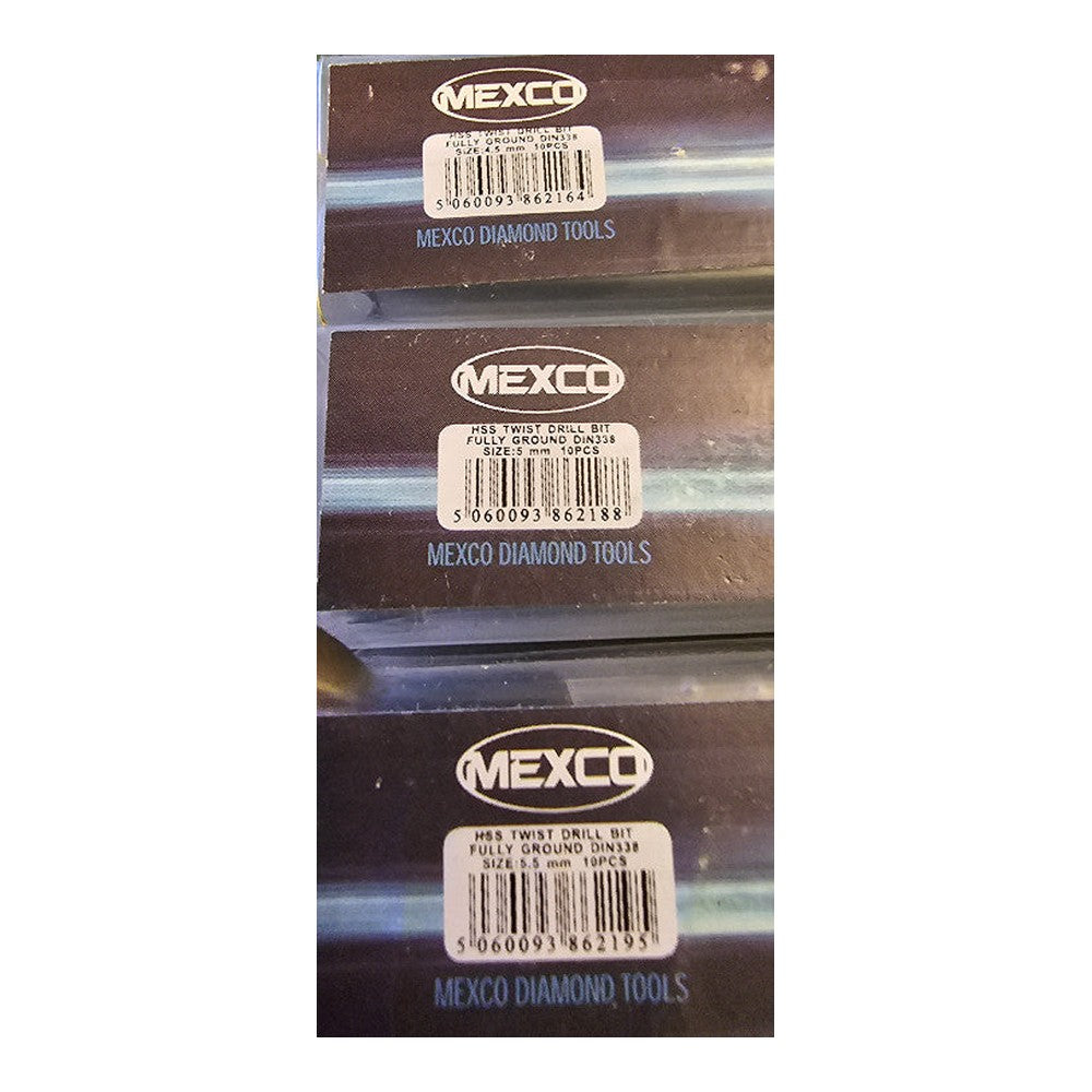 Mexco HSS Twist Drill Bits Fully Ground Din338 Various Sizes Diamond