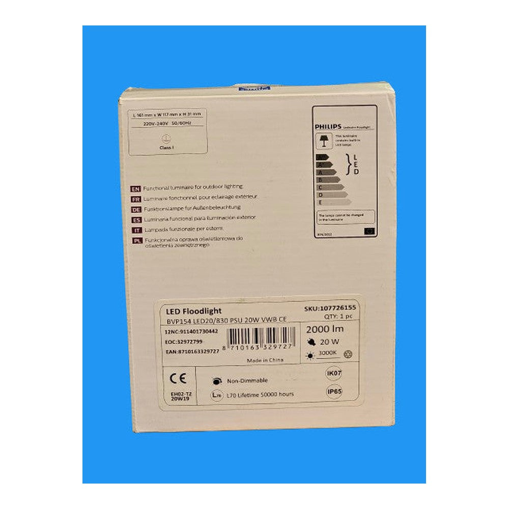 philips 20w LED Floodlight Non-Dimmable Ip65 2000Lm 20/830 PSU VWB 8710163329727