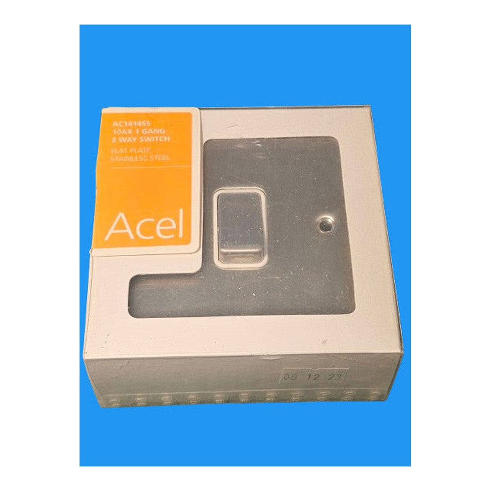 Acel - AC1414SS - 10ax 1 Gang 2 Way Switch in Brushed Steel Finish