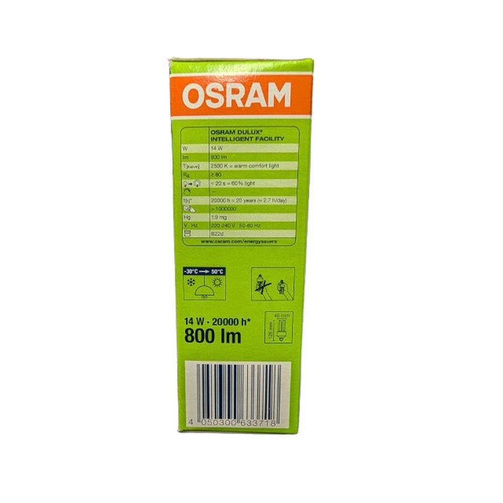 Osram Dulux 14w = 64w b22d Intelligent 800lm Energy Saving Lamps Warm Comfort