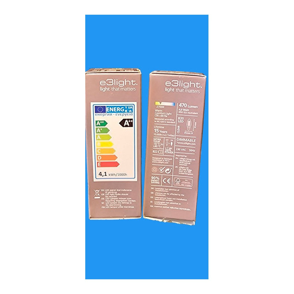 B22 4w = 40w DIMMABLE Warm Comfort Light 470lm LED EBright 90% Energy Saver