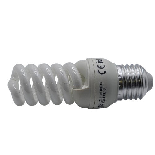 2 x E27 11W Fusion Low Energy Spiral 532lm 4000k Cool White 230v Quick Start