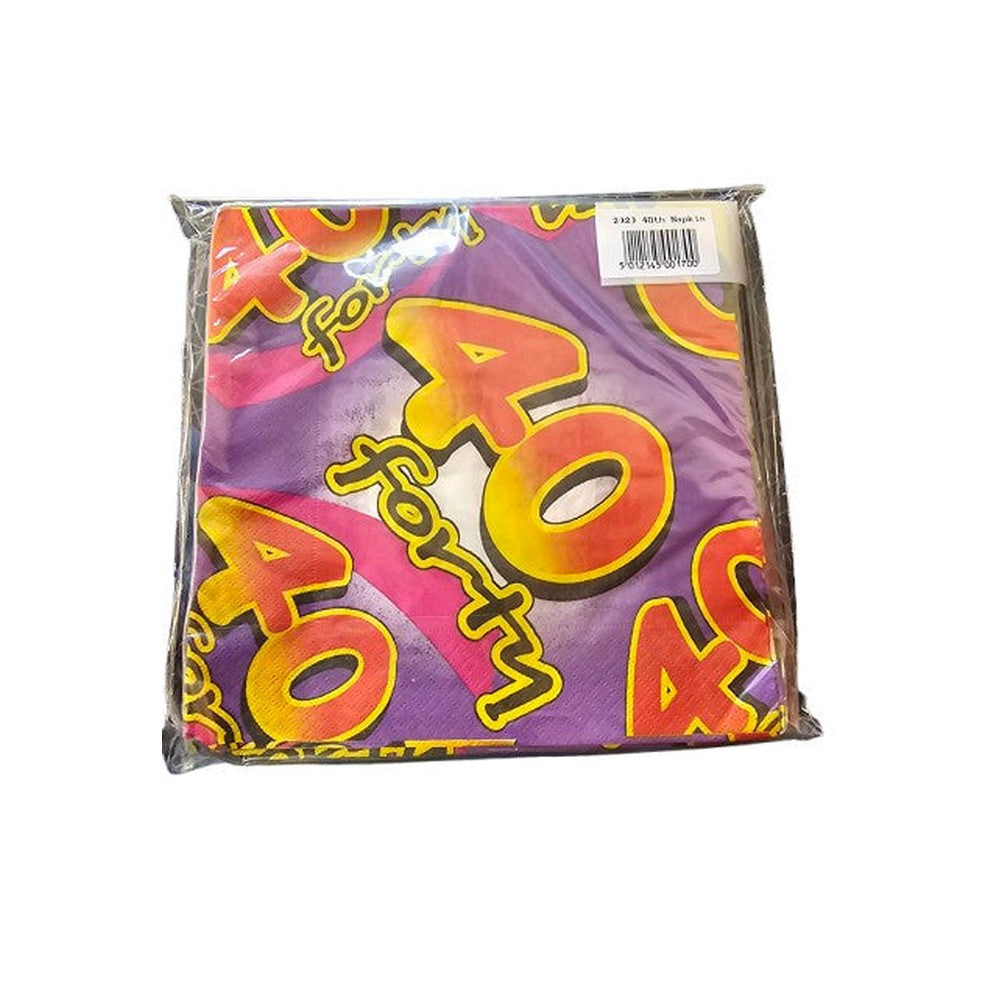 Pack of 20 Birthday Napking 40th Multi Ply