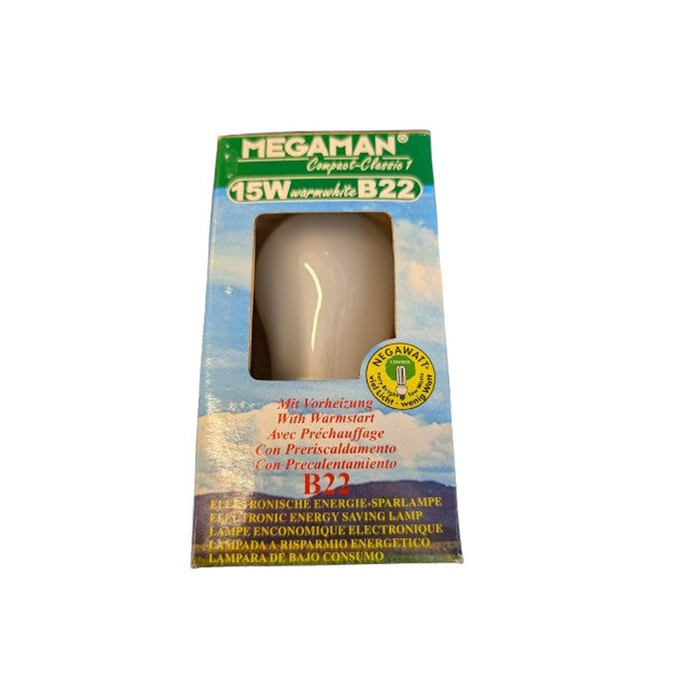Megaman 15W Warm White B22 Compact Classic 1 Bulb With Warm Start