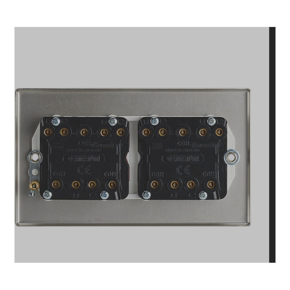 Contactum 6 Gang 2 Way 10 amp AX Plateswitch Brushed Chrome