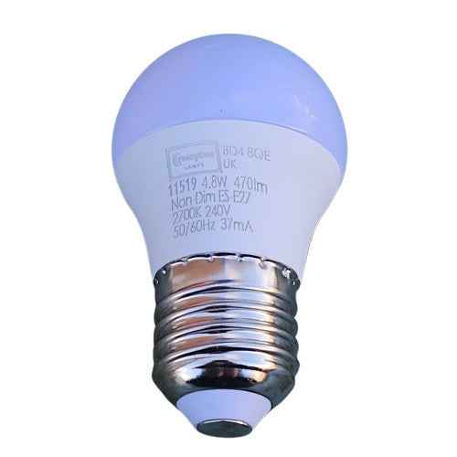 3 x ES-ES-E27 4.8W Crompton LED Round Bulb  240v 470lm 2700 Warm White 11519E