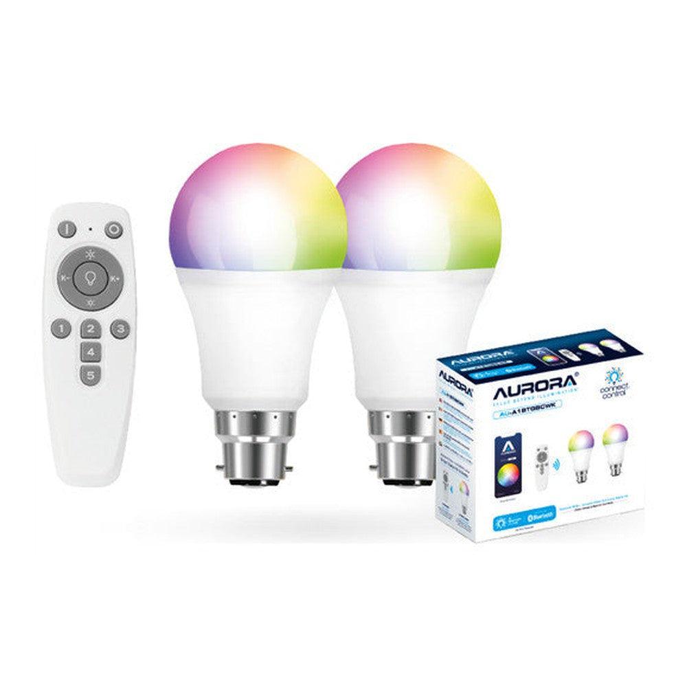 E27 8w Aurora Lighting AU-A1BTGECWK Smart GLS RGBCX  LED Lamps Starter Kit