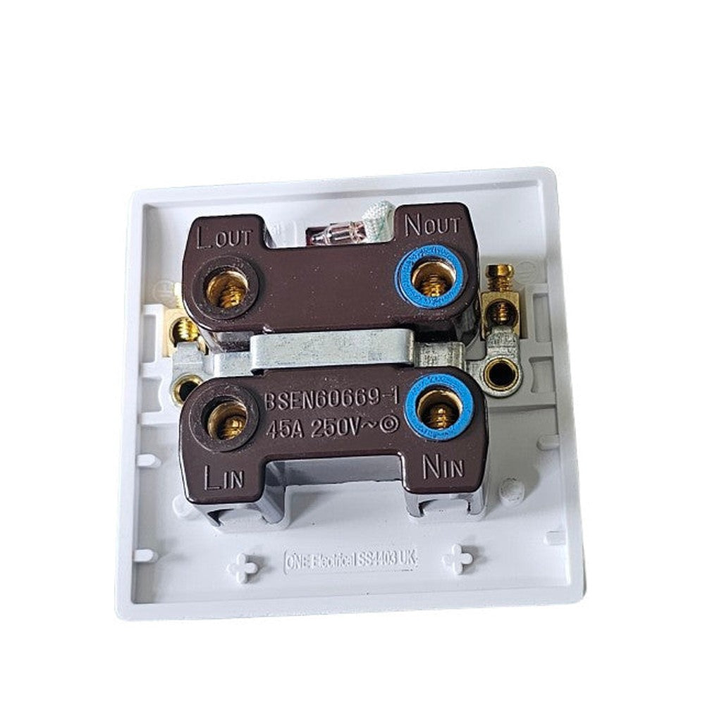 45A Cooker Switch Single Plate With Neon Super Slim 5mm One Electric