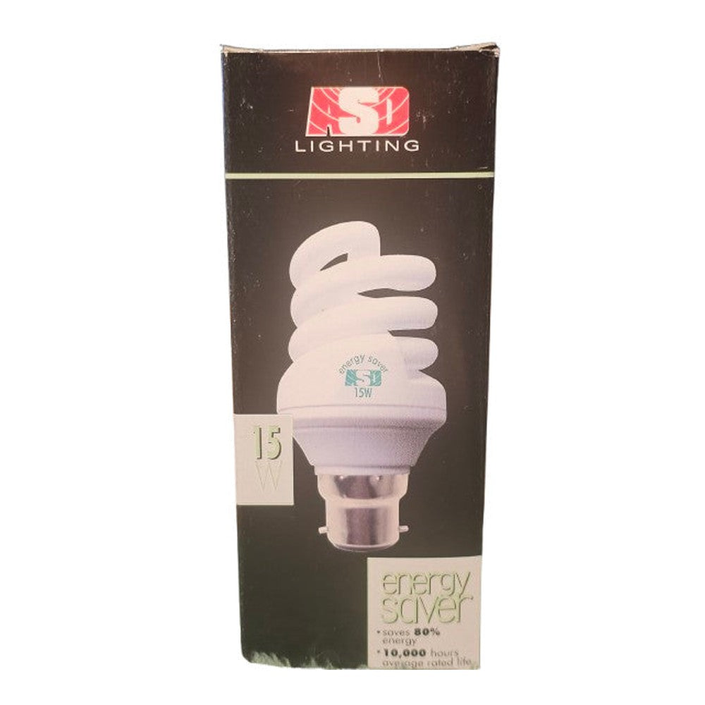 B22 15w = 75w Pack of 2 ASD Spiral Energy Saving Bulb 💡 Warm White 10000h